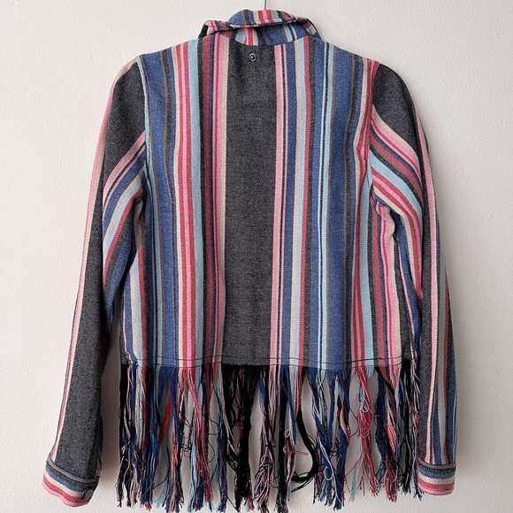 Guess Striped Tassel Zip Up Jacket - Picture 3 of 4